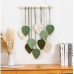 Handmade Woven Leaf Macrame Hanging Ornament Bohemian Cotton Rope Woven Walls Hanging Decoration For Bedroom Living Room Wall