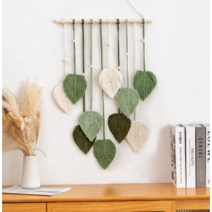 Handmade Woven Leaf Macrame Hanging Ornament Bohemian Cotton Rope Woven Walls Hanging Decoration For Bedroom Living Room Wall