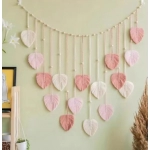 1 Pc Green Leaves Garland, Macrame Wall Art, Above Bed Decor, Boho Home Decor, Mid Century Modern, Living Room Wall Decor, Plant