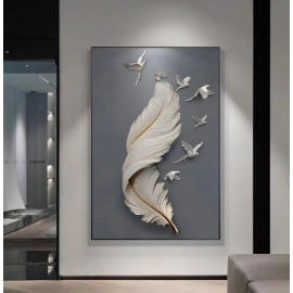3D Effect Feather Pigeon Canvas Painting Modern Wall Art Poster Print Abstract Minimal Picture for Living Room Home Decor Cuadro