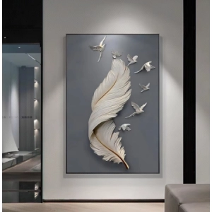 3D Effect Feather Pigeon Canvas Painting Modern Wall Art Poster Print Abstract Minimal Picture for Living Room Home Decor Cuadro